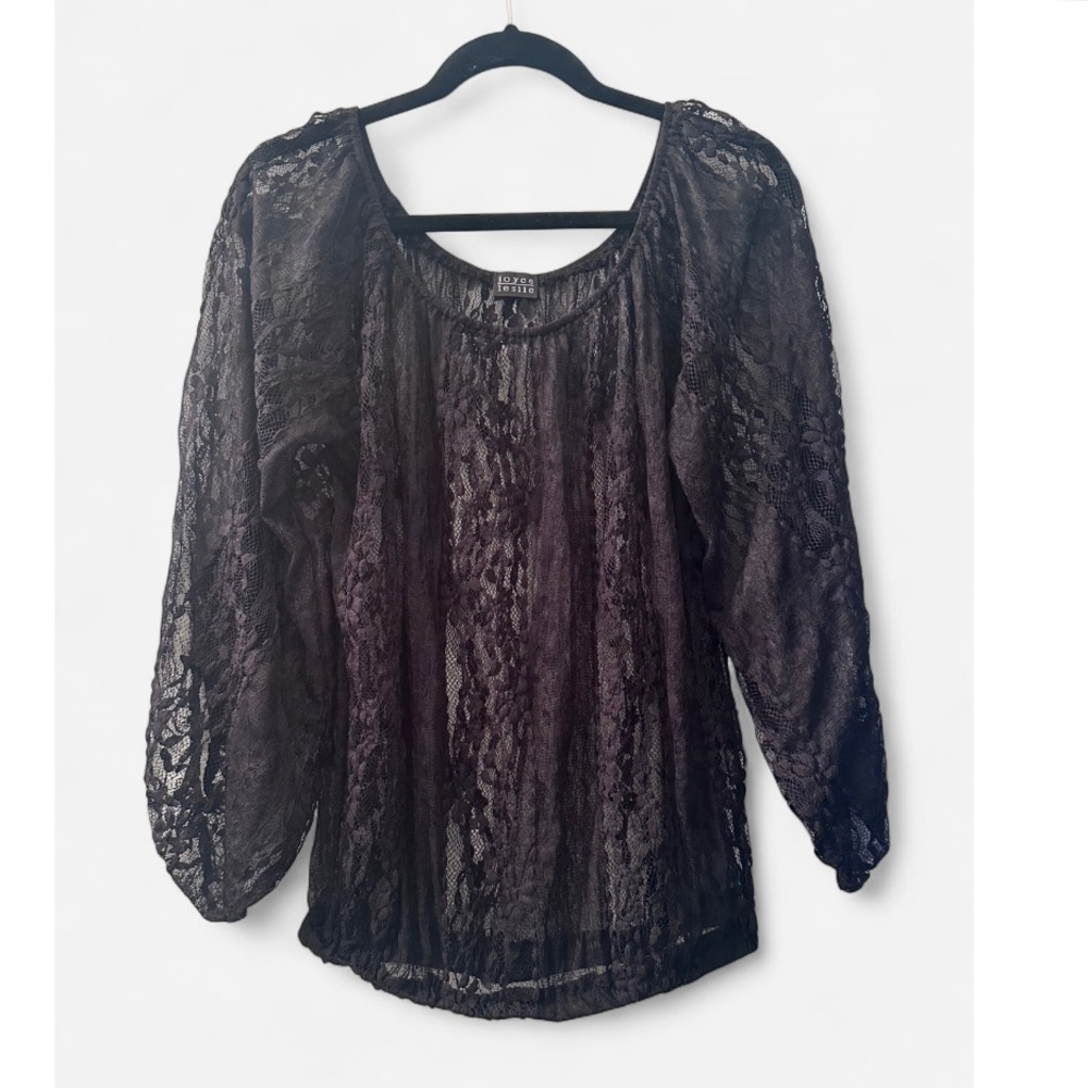 Joyce Leslie Sheer Black Lace Blouse M